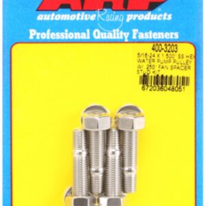arp 5/16 24x1.500 ss hex wp pulley w/ .250" fan spcr stud