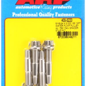 arp 5/16 24x2.000 ss 12pt wp pulley w/ .750" fan spcr stud