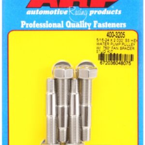 arp 5/16 24x2.000 ss hex wp pulley w/ .750" fan spcr stud