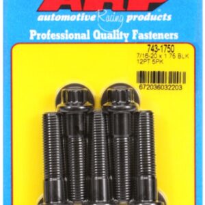 arp "7/16"" 20 x 1.750 12pt black oxide bolts" (5pcs)