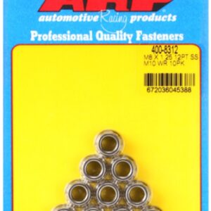 arp m8 x 1.25 (m10 wr) ss 12pt nut kit