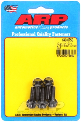 "1/4""-20 x 0.750 12pt black oxide bolts" (5pcs)