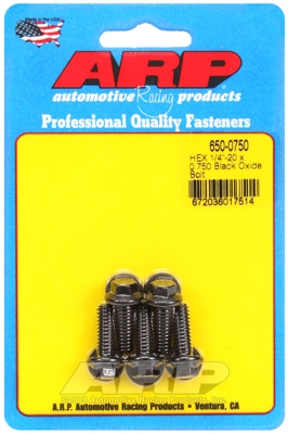 "1/4""-20 x 0.750 hex black oxide bolts" (5pcs)