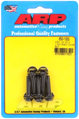 "1/4""-20 X 1.000 hex black oxide bolts" (5pcs)