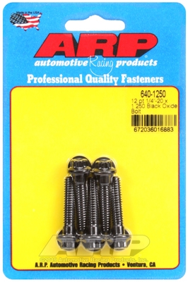 "1/4""-20 x 1.250 12pt black oxide bolts" (5pcs)
