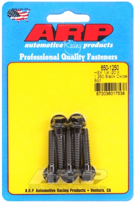 "1/4""-20 X 1.250 hex black oxide bolts" (5pcs)