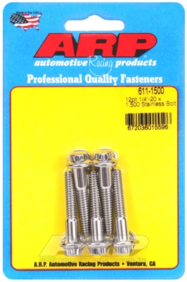 "1/4""-20 x 1.500 12pt SS bolts" (5pcs)