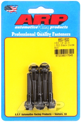 "1/4""-20 X 1.500 hex black oxide bolts" (5pcs)