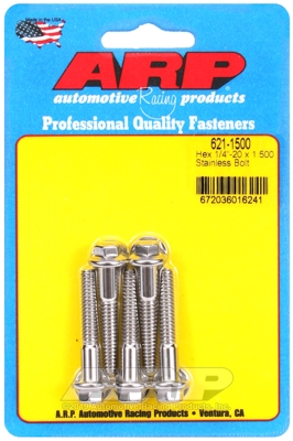"1/4""-20 x 1.500 hex SS bolts" (5pcs)
