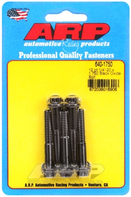 "1/4""-20 x 1.750 12pt black oxide bolts" (5pcs)