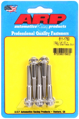 "1/4""-20 x 1.750 12pt SS bolts" (5pcs)