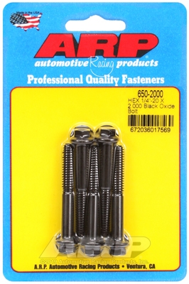 "1/4""-20 X 2.000 hex black oxide bolts" (5pcs)