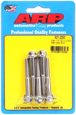 "1/4""-20 x 2.000 hex SS bolts" (5pcs)