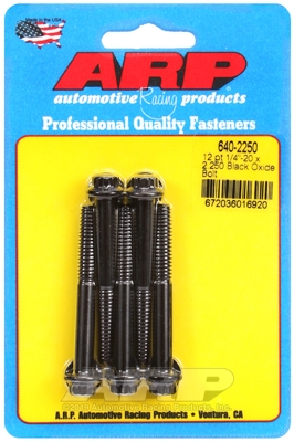 "1/4""-20 x 2.250 12pt black oxide bolts" (5pcs)