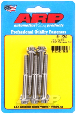 "1/4""-20 x 2.250 12pt SS bolts" (5pcs)