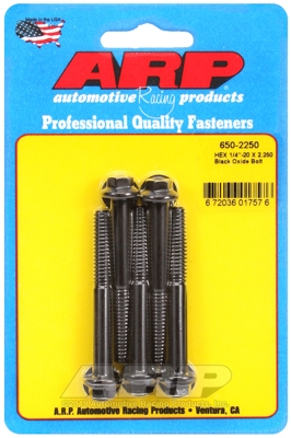 "1/4""-20 X 2.250 hex black oxide bolts" (5pcs)