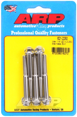 "1/4""-20 x 2.250 hex SS bolts" (5pcs)