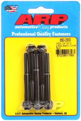 "1/4""-20 X 2.500 hex black oxide bolts" (5pcs)