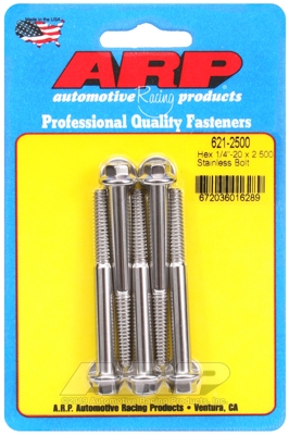 "1/4""-20 x 2.500 hex SS bolts" (5pcs)