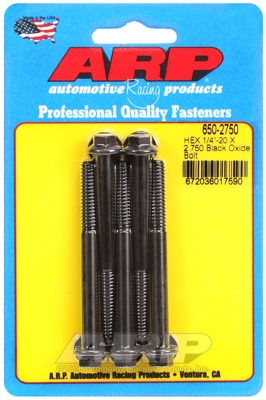 "1/4""-20 X 2.750 hex black oxide bolts" (5pcs)