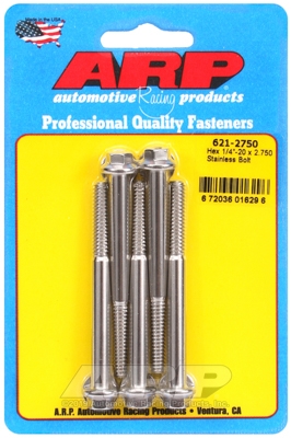 "1/4""-20 x 2.750 hex SS bolts" (5pcs)