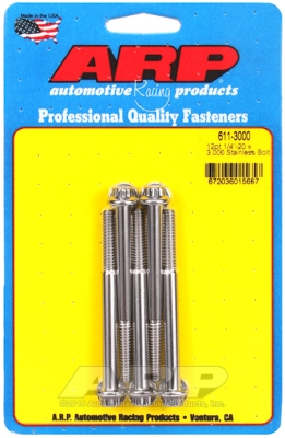 "1/4""-20 x 3.000 12pt SS bolts" (5pcs)