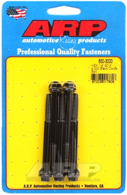 "1/4""-20 X 3.000 hex black oxide bolts" (5pcs)