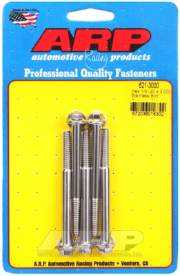 "1/4""-20 x 3.000 hex SS bolts" (5pcs)