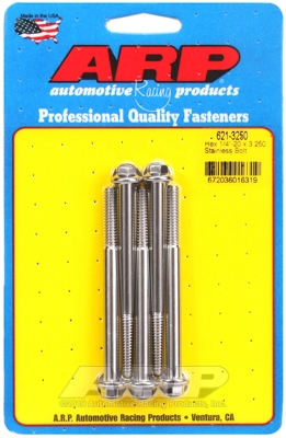 "1/4""-20 x 3.250 hex SS bolts" (5pcs)