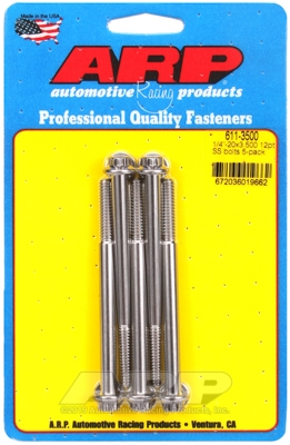 "1/4""-20 x 3.500 12pt SS bolts" (5pcs)