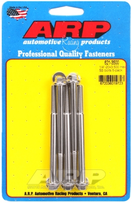 "1/4""-20 x 3.500 hex SS bolts" (5pcs)