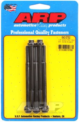 "1/4""-20 x 3.750 12pt black oxide bolts" (5pcs)
