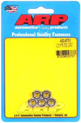 "1/4""-28 SS fine hex nut kit " (5pcs)