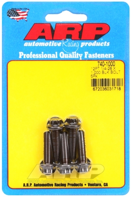 "1/4""-28 x 1.000 12pt black oxide bolts" (5pcs)