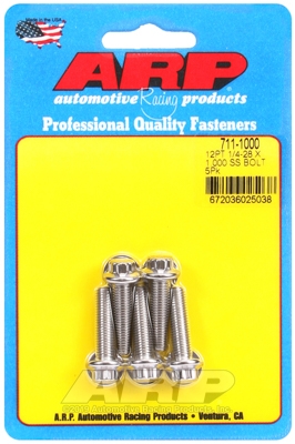 "1/4""-28 x 1.000 12pt SS bolts" (5pcs)