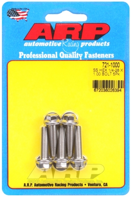 "1/4""-28 x 1.000 hex SS bolts" (5pcs)