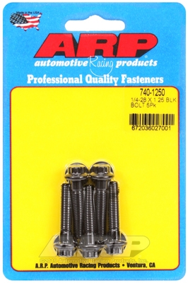 "1/4""-28 x 1.250 12pt black oxide bolts" (5pcs)
