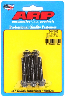 "1/4""-28 x 1.500 12pt black oxide bolts" (5pcs)