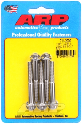 "1/4""-28 x 2.000 12pt SS bolts" (5pcs)