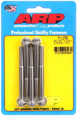 "1/4""-28 x 2.750 12pt SS bolts" (5pcs)