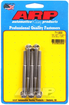 "1/4""-28 x 3.000 12pt SS bolts" (5pcs)