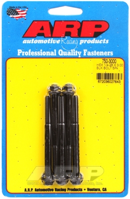 "1/4""-28 x 3.000 hex black oxide bolts" (5pcs)