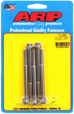 "1/4""-28 x 3.250 12pt SS bolts" (5pcs)