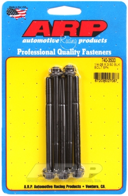 "1/4""-28 x 3.500 12pt black oxide bolts" (5pcs)