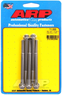 "1/4""-28 x 3.500 12pt SS bolts" (5pcs)