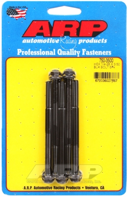 "1/4""-28 x 3.500 hex black oxide bolts" (5pcs)