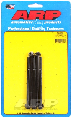"1/4""-28 x 4.000 hex black oxide bolts" (5pcs)