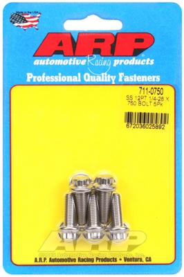 "1/4""-28 x .750 12pt SS bolts" (5pcs)