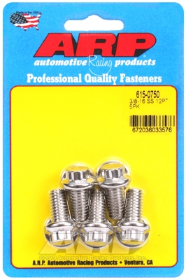 "3/8""-16 x 0.750 12pt 7/16 wrenching SS bolts" (5pcs)