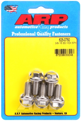 "3/8""-16 x 0.750 hex 7/16 wrenching SS bolts" (5pcs)